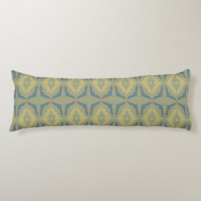 Coussins Longs Motif Rétro Vintage Verdâtre (Devant)