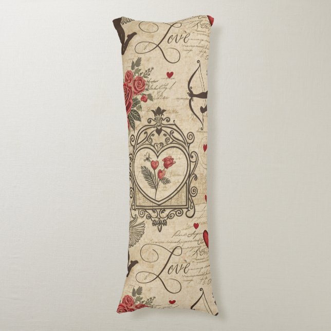 Coussins Longs Motif romantique de vintage Cupid (6) (Devant (Vertical))