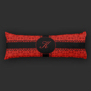 Coussins Longs Motif Romantique Rouge Et Noir Faux Lace