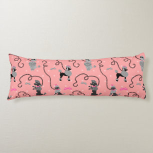 Coussins Longs Motif rose de jupe de caniche rétro et noir de le