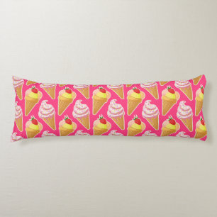 Coussins Longs Motif rose Kawaii avec crème glacée aux fraises