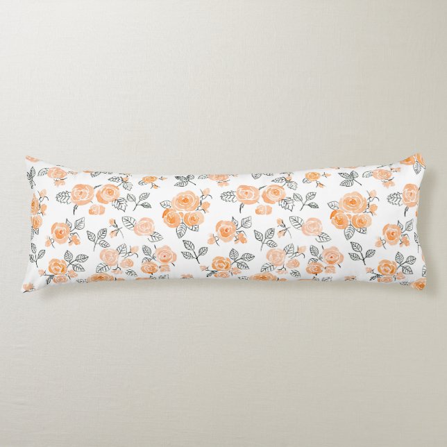 Coussins Longs Motif rose Peach (Devant)