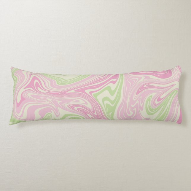 Coussins Longs Motif rose vert à bille liquide (Devant)