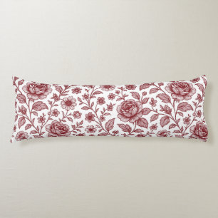 Coussins Longs Motif Rose Vintage rouge foncé