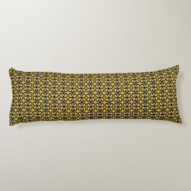 Coussins Longs Motif royal jaune noir élégant (Dos)