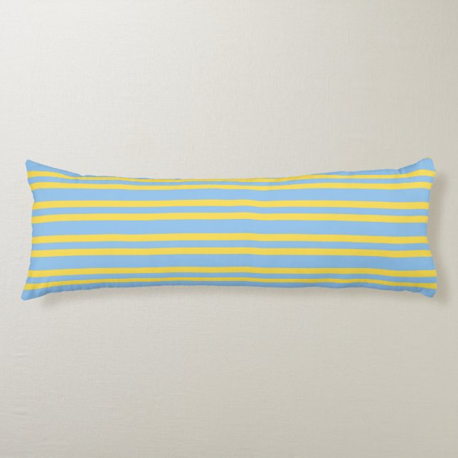 Coussins Longs Motif sans couture à rayures bleues jaunes (Devant)