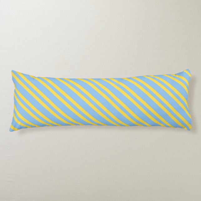 Coussins Longs Motif sans couture à rayures bleues jaunes (Devant)