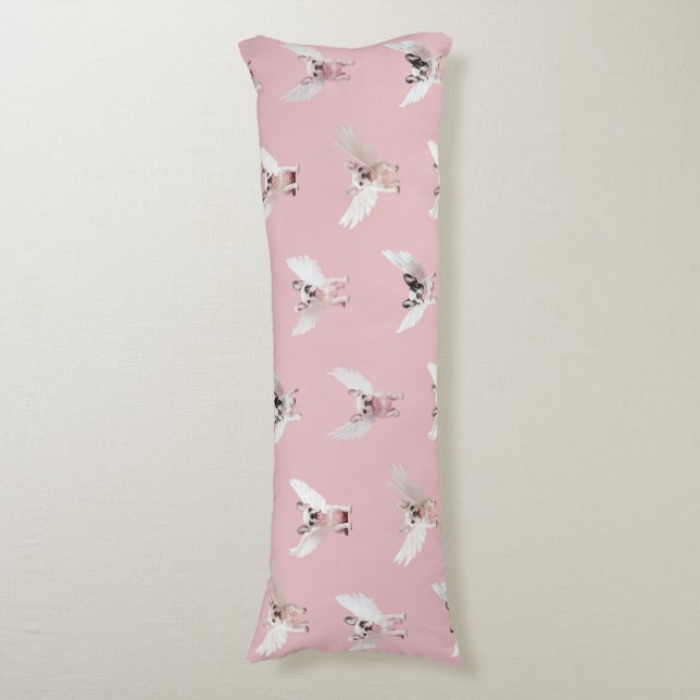 Coussins Longs Motif sans couture avec Bouledogue Français volant (Devant (Vertical))