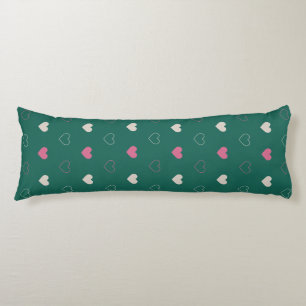 Coussins Longs Motif sans couture Cœur Rose & Vert Mignon Minimal