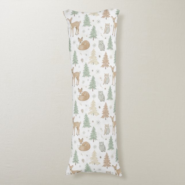 Coussins Longs Motif sans couture d'animaux de forêt hivernale (Devant (Vertical))