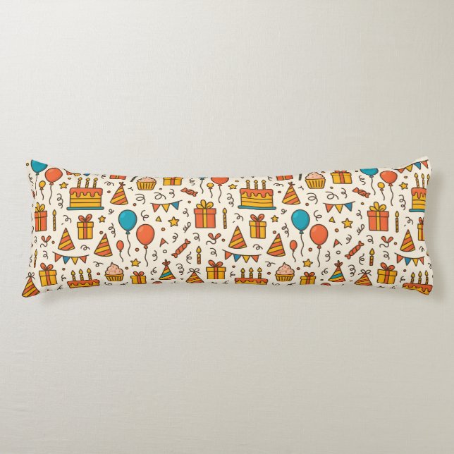 Coussins Longs Motif sans couture de fête d'anniversaire vibrant (Devant)