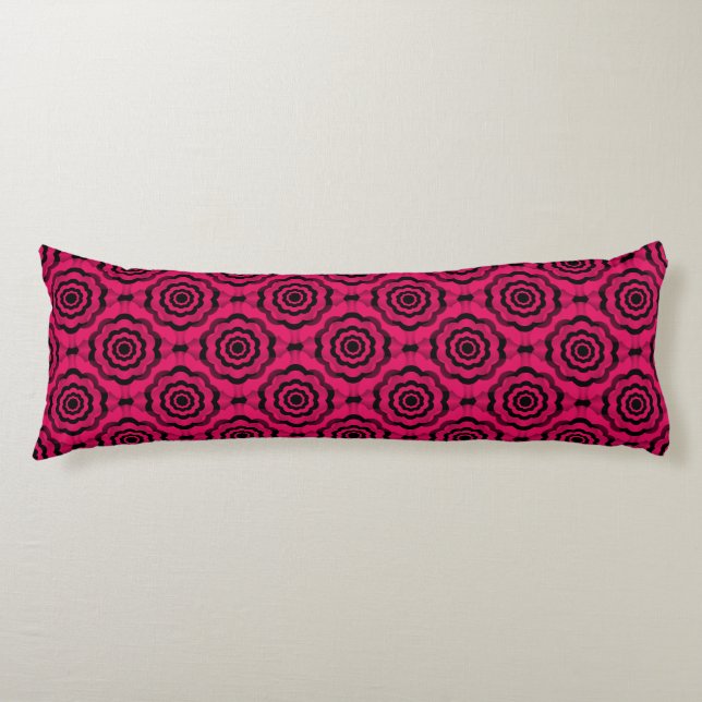 Coussins Longs Motif sans couture de fleur noire de framboise (Devant)