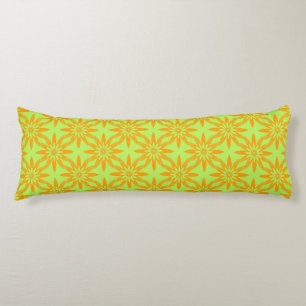 Coussins Longs Motif sans couture de fleurs vertes orange