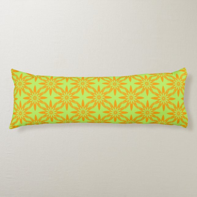 Coussins Longs Motif sans couture de fleurs vertes orange  (Devant)