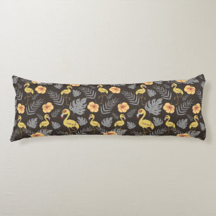 Coussins Longs motif sans couture Flamant rose avec fleurs et feu