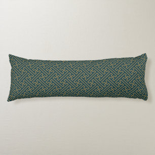 Coussins Longs Motif Sayagata, Japonais, Or et Bleu Nuit