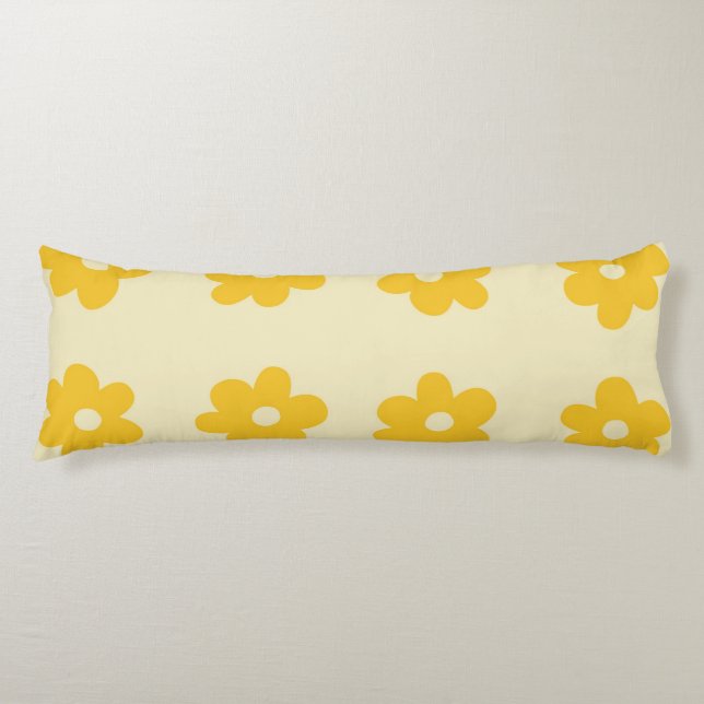 Coussins Longs Motif simple à fleurs rétro jaune tropicale (Devant)