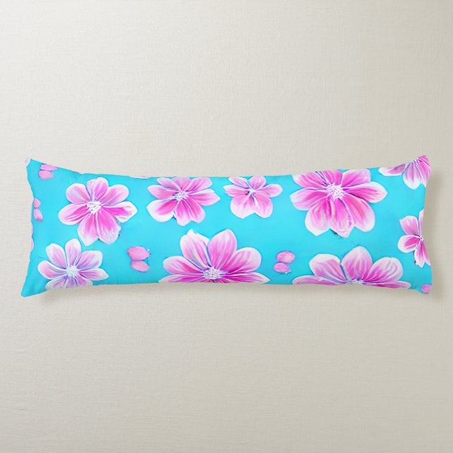 Coussins Longs Motif simple bleu et rose (Devant)
