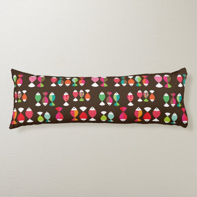 Coussins Longs Motif sous-marin 2 de rétros poissons abstraits (Devant)