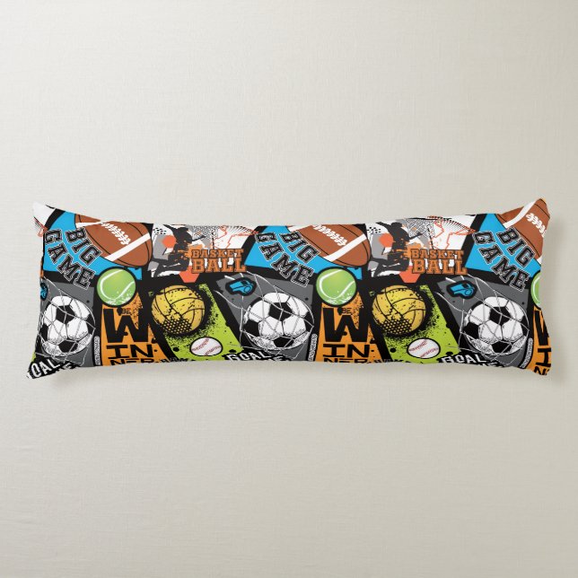 Coussins Longs Motif Sportif Avec Ballons (Devant)