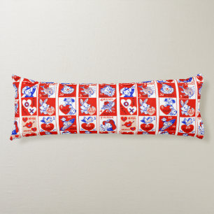 Coussins Longs Motif timbre de la Saint-Valentin vintage des anné
