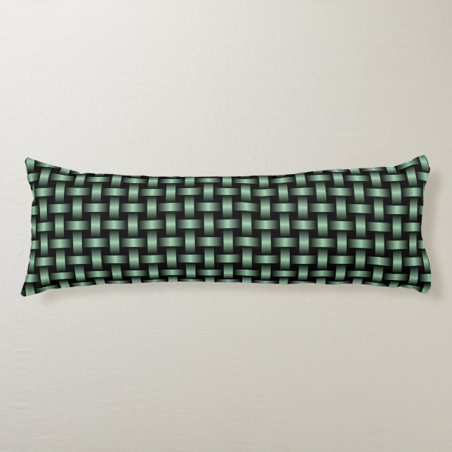 Coussins Longs Motif Tissé Vert Noir (Devant)