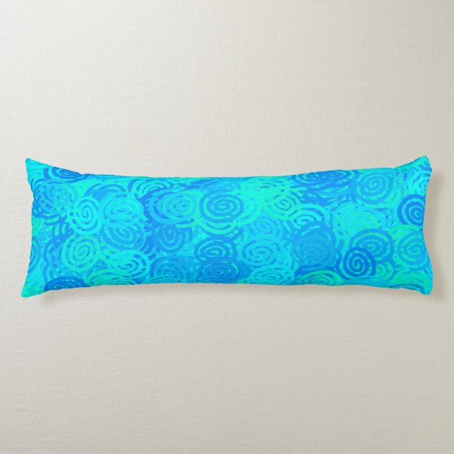 Coussins Longs Motif Tourbillons Bleu Turquoise (Devant)