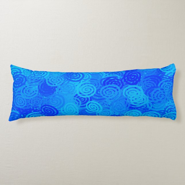 Coussins Longs Motif Tourbillons Bleus (Devant)