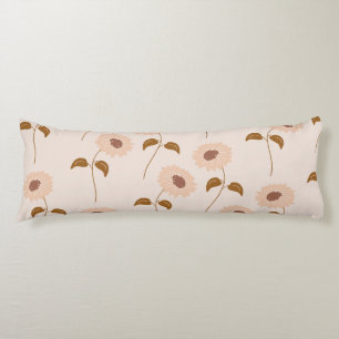 Coussins Longs Motif Tournesol Hippie Rétro Y2K Beige Brun