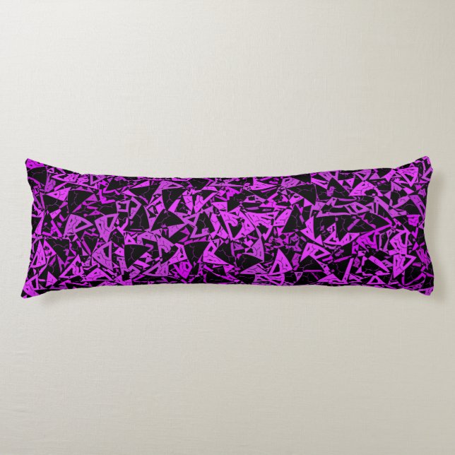 Coussins Longs Motif Triangle Noir Violet (Devant)