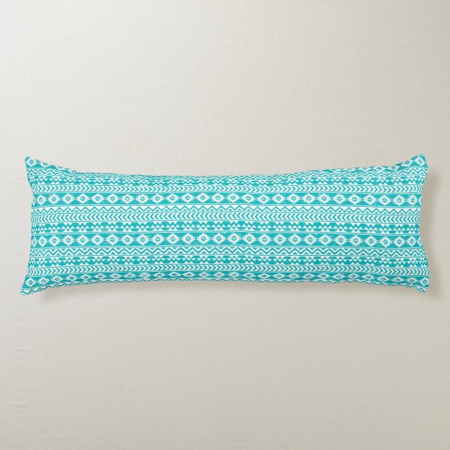 Coussins Longs Motif tribal aztèque grunge turquoise (Devant)