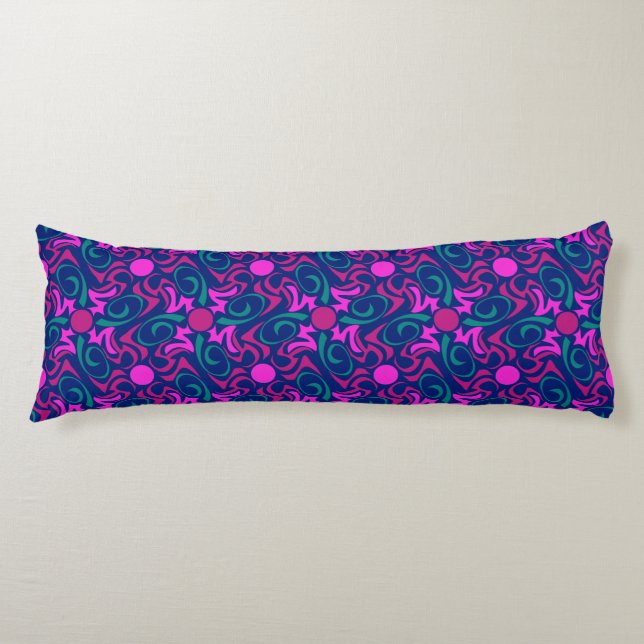 Coussins Longs Motif vectoriel bleu et rose Fuchsia (Devant)