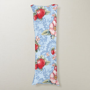 Coussins Longs Motif vintage de fraises et fleurs