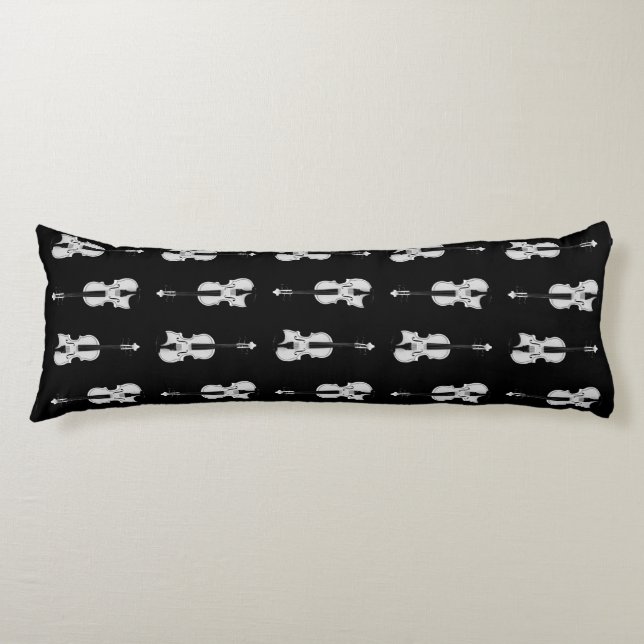 Coussins Longs Motif violon - noir et blanc (Devant)