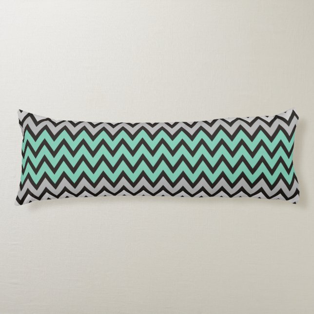 Coussins Longs Motif ZIGZAG - noir blanc gris + votre idée (Devant)