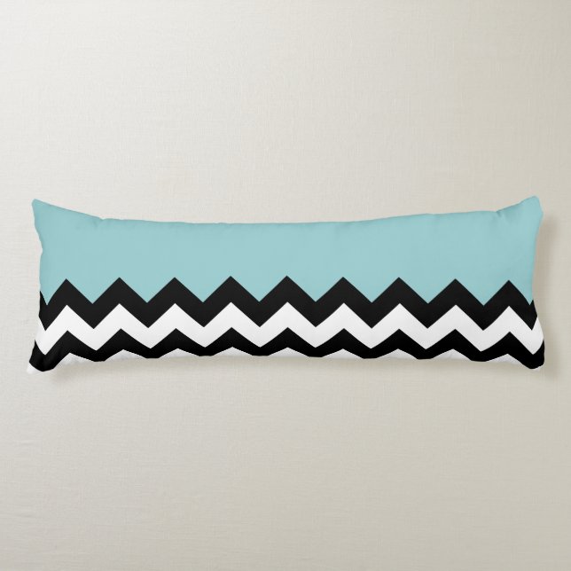 Coussins Longs Motif Zigzag noir et blanc, Chevron, Bleu (Devant)