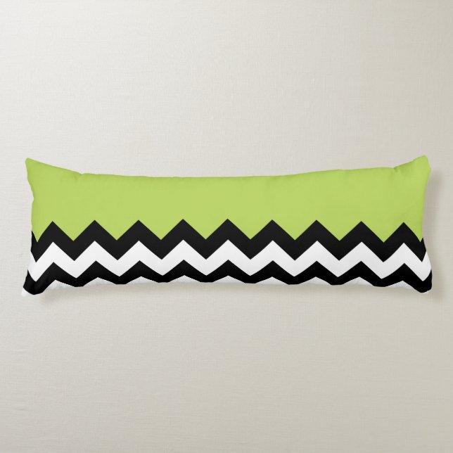 Coussins Longs Motif Zigzag noir et blanc, Chevron, Vert (Devant)