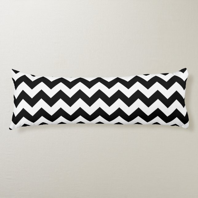 Coussins Longs Motif Zigzag noir et blanc, Motif Chevron (Devant)