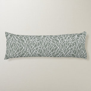 Coussins Longs Mousse de sauge vert boho branches de corail nues 