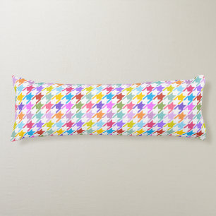 Coussins Longs Multicolor Houndstooth+Motif Rpt blanc