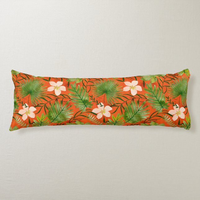 Coussins Longs Nalani Jardin Tropical Hawaïen Corail (Devant)