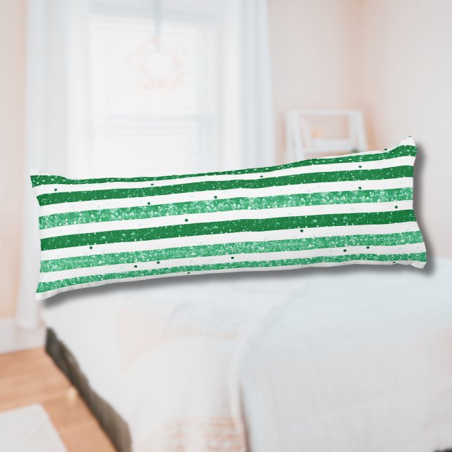 Coussins Longs Nature Vert Blanc Rayures Pailletées Horizontales (Créateur téléchargé)