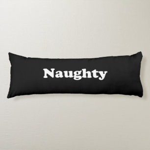 Coussins Longs Naughty ou Nice, double face, noir blanc