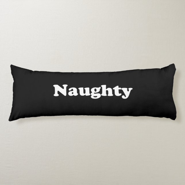 Coussins Longs Naughty ou Nice, double face, noir blanc (Devant)
