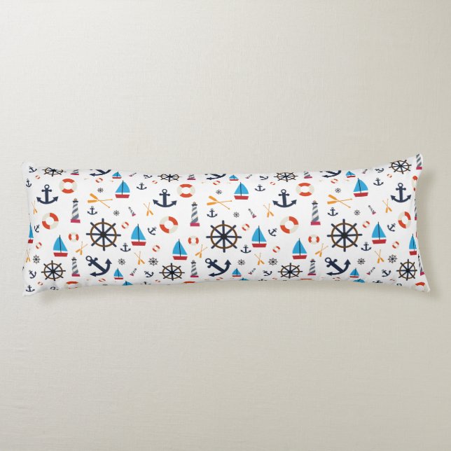 Coussins Longs Nautical Sea Sailboat Lighthouse Literie (Dos)