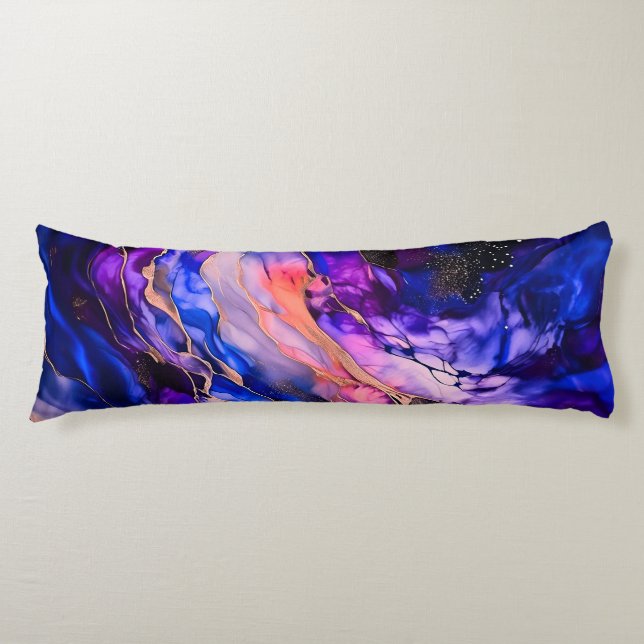Coussins Longs Nebula de l'espace violet dans l'encre d'alcool (Devant)