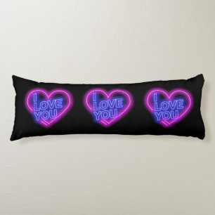 Coussins Longs Neon brillant Look rose bleu Valentine Coeur