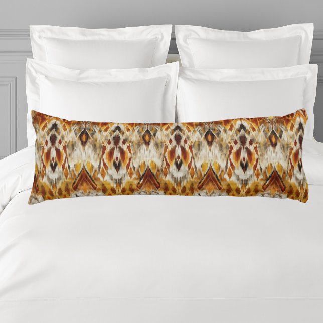 Coussins Longs Neutralité moderne Boho Brown Orange Ikat Tribal (Créateur téléchargé)