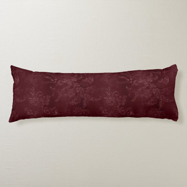 Coussins Longs Noël floral bordeaux rouge profond (Devant)