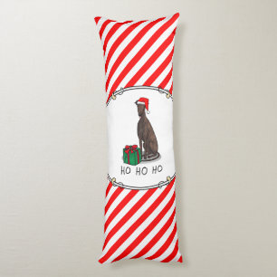 Coussins Longs Noël Santa Hat Greyhound Dog (brindle) Drôle